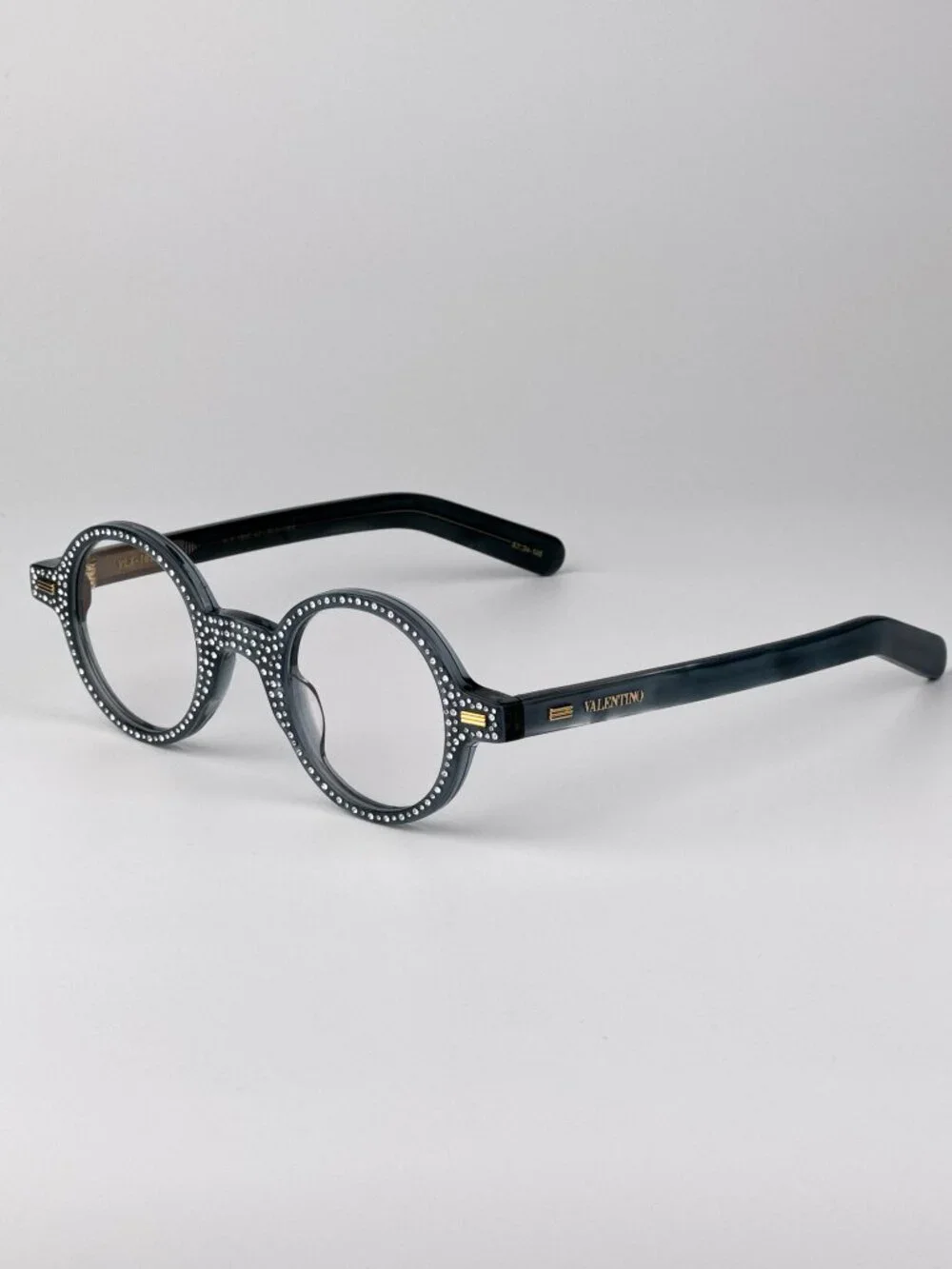 Valentino Women Eyeglasses – Blue Pearl Crystal Round Model VLX-185 C